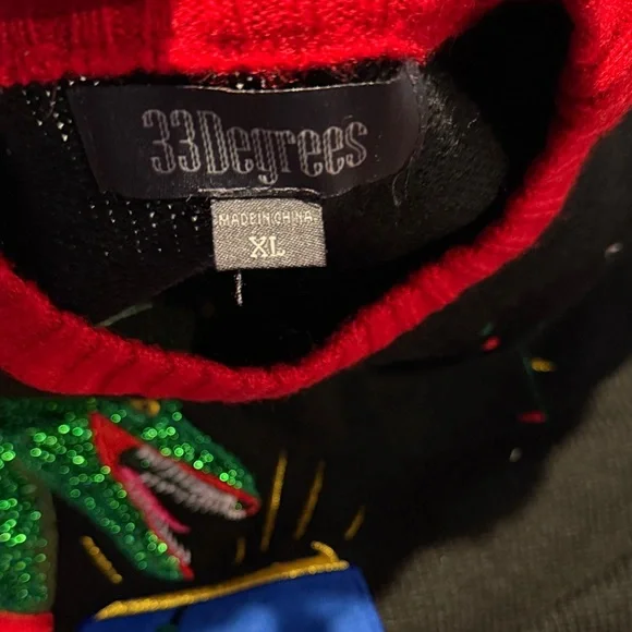 Mens Funny Black Sparkle T-Rex Dinosaur Christmas Holiday
X-Mas Sweater Sz.XL - Picture 6 of 13